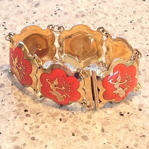 Gold and Red Enamel Bracelet By CIAM Signed.